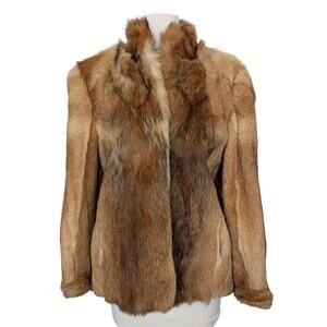 Vintage Brown and Tan Real Fur Coat Short Jacket (As Is)
